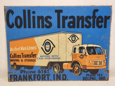 United Van Lines Collins Transfer w/Image Metal Sign