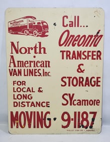 North American Van Lines w/Image Metal Sign