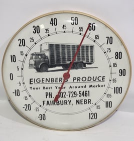 Eigenberg Produce w/Stub Nose Truck Image Round Thermometer