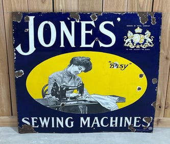Jones Sewing Machines w/Image Porcelain Sign (TAC)