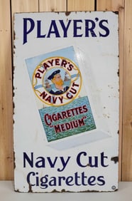 Player's "Medium" Navy Cut Cigarettes w/Image Porcelain Sign (TAC)