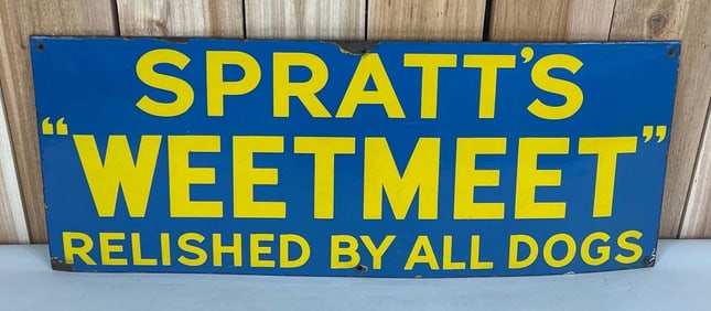 Spratt's "Wetmeet" Relished By All Dogs Porcelain Sign (TAC)