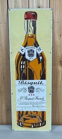 Bisquit Brandy No. 1 w/Bottle Image Porcelain Sign (TAC)