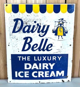 Dairy Belle "The Luxury Dairy Ice Cream" Porcelain Sign