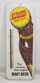 Mason Root Beer "The Creamy Foam-Topped" Metal Thermometer