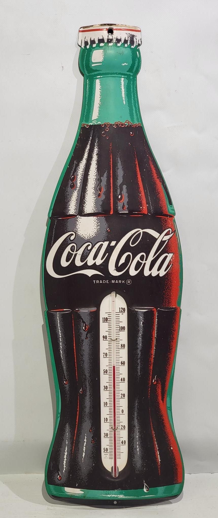 Medium Size Coca-Cola Bottle Metal Thermometer (1 of 4)