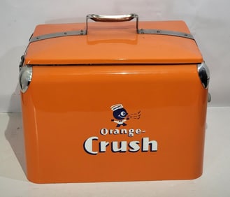 Metal Cooler Restored in Orange Crush Colors