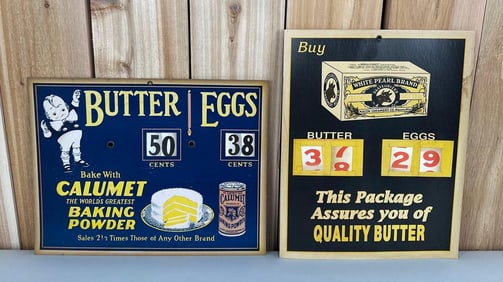 2-Different Butter/Eggs Cardboard Pricer Signs