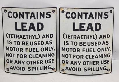 Contains Lead Curved Porcelain Signs
