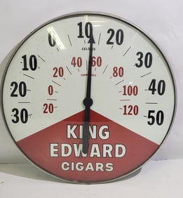 Large King Edward Cigars Round Thermometer