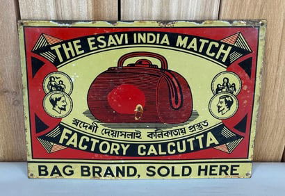 The Esavi India Match Factory Calcutta Porcelain Sign