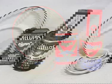 Lot of Billups Items 3-Pieces of China, Quart Can, Pint Can & Gas Pump Bank