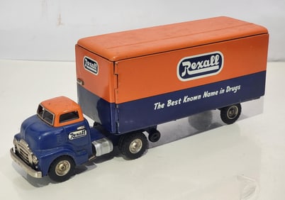 Rexall Semi & Trailer Japanese Tin Litho Friction Truck