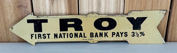 Troy First National Bank Pays 3.5% Metal Sign (TAC)