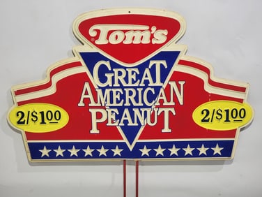 Tom's Great American Peanut 2/$100 Plastic Sign