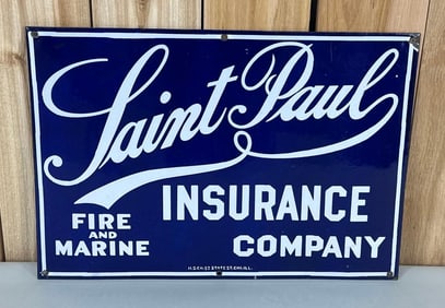 Saint Paul Insurance Company Fire & Marine Porcelain Sign (TAC)