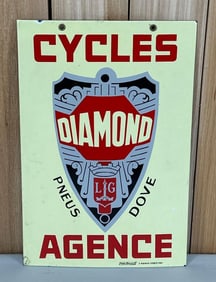 Diamond Cycles Agence Porcelain Sign