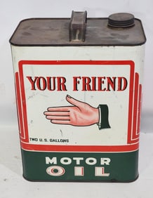 Billups Brothers Your Friend Motor Oil Two Gallon Metal Can