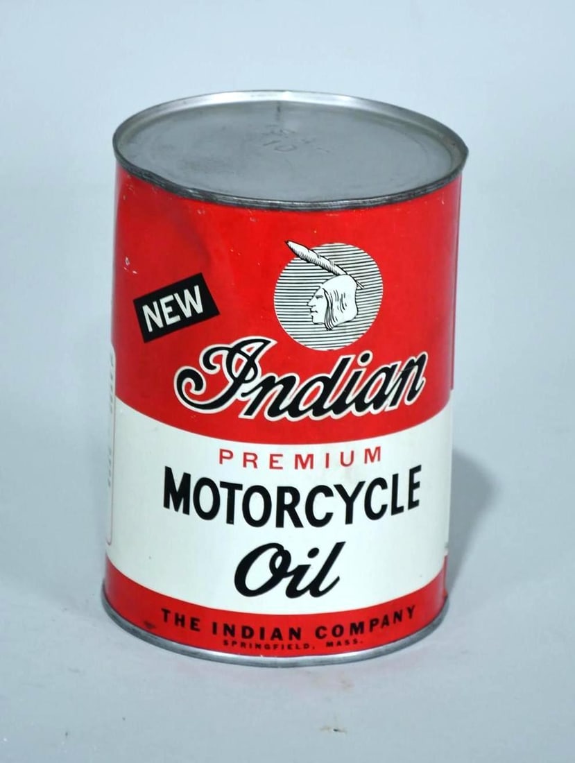 New Indian Premium Motorcycle Oil Metal Quart Can (1 of 3)