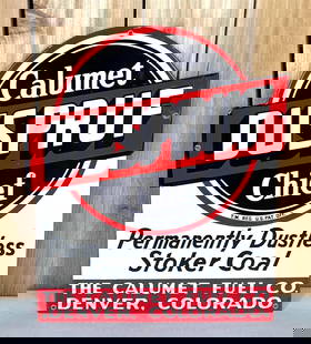 Calumet Duspruf Chief Stoker Coal Porcelain Sign (TAC): rated 9.25, 16"x14", the SSP diecut sign has excellent color and gloss, nice. TAC #059106