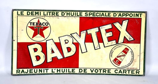 Texaco (White-T) Babytex w/Cone Can Metal Sign (TAC)