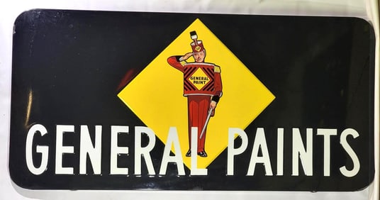 Large General Paints w/Soldier Logo Porcelain Sign (TAC)