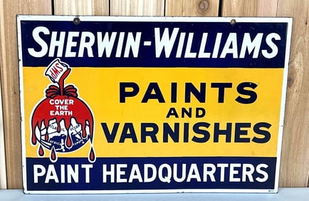 Sherwin-Williams Paints & Varnishes w/Logo Porcelain Sign (TAC)