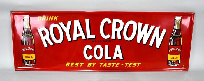 Drink Royal Crown Cola w/bottles Metal Sign (TAC)