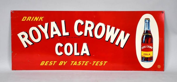 Drink Royal Crown Cola w/Bottle Metal Sign (TAC)