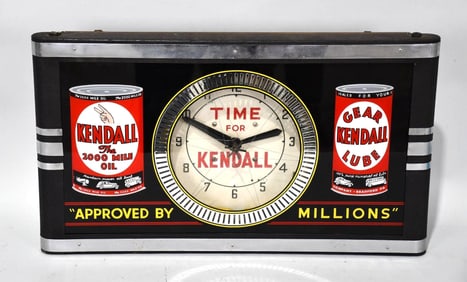 Restored Kendall Motor Oil Neon Spinner Clock