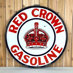 Red Crown Gasoline w/Logo Porcelain Sign (TAC)