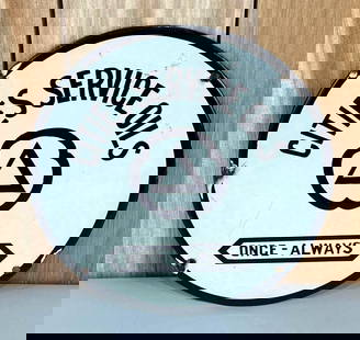 Cities Service "Once-Always" w/Logo Porcelain Sign (TAC): rated 9, 9.5"D., SSP sign has very good color and gloss, field is clean, has chips around the perimeter. TAC #059304