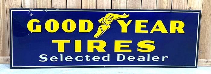 Goodyear Tires w/Winged Foot Logo Selected Dealer Porcelain Sign (TAC)