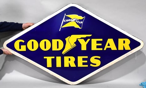 Goodyear Tires w/Both Logos Porcelain Sign (TAC)