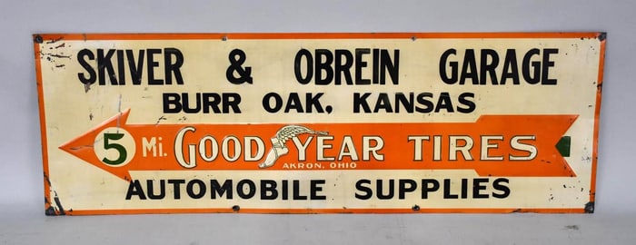 Goodyear w/Arrow, Miles & Early Winged Foot Logo Metal Sign (TAC)