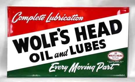 Wolf's Head Oil & Lubes "Every Moving Part" w/logo Metal Sign (TAC)