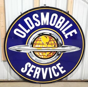 Oldsmobile Service w/Saturn Logo Porcelain Sign (TAC)