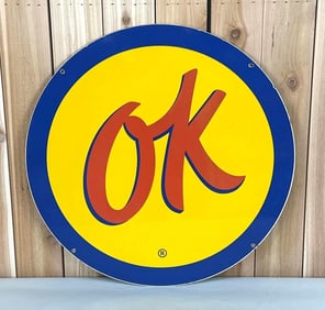 (Chevrolet) Ok (Used Cars) Porcelain Sign (TAC)