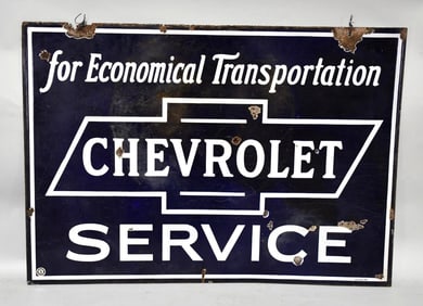 RARE Chevrolet "for Economical Transportation" Porcelain Sign (TAC)