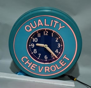 Original Neon Clock w/New Chevrolet Bezel