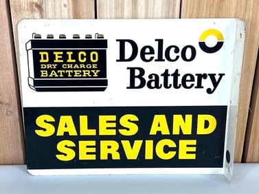Delco Battery Sales & Service Metal Flange Sign (TAC)