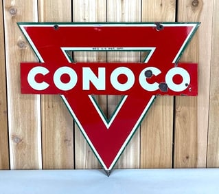 Hard to find Conoco (small) Triangle Porcelain Sign (TAC)