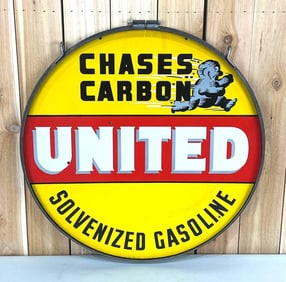 United “Chases Carbon w/ Cloud Porcelain Sign (TAC)