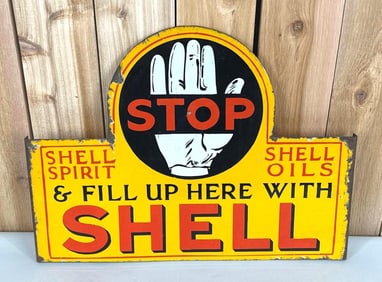 Stop & Fill Up Here with Shell Porcelain Sign (TAC)