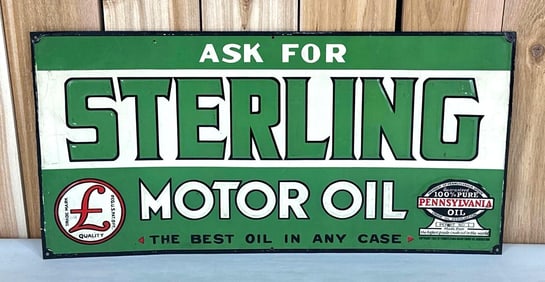 Ask For Sterling Oils w/Logos Metal Sign