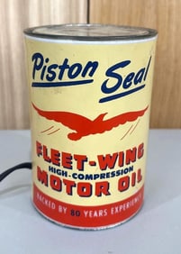 Fleet-Wing Motor Oil Piston Seal w/Logo Plastic Oil Can Lighted Sign (TAC)