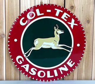 Col-Tex Gasoline w/ Deer Porcelain Sign (TAC)