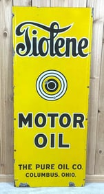 Rare Tiolene (Pure) Motor Oil Lighthouse Porcelain Sign (TAC)