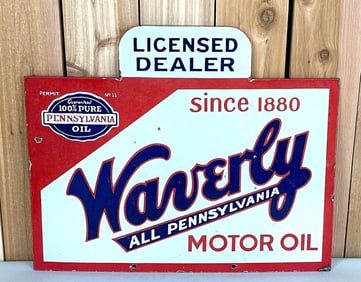 Waverly All Pennsylvania Motor Oil "Licensed Dealer" Porcelain Sign (TAC)