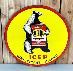 Icepoil Motor Oil w/Bear Logo Porcelain Sign (TAC)